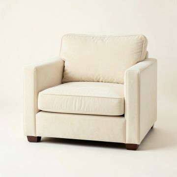 Oak Field Upholstered Armchair - Cream (synthetic illustration; no displayed measurements)