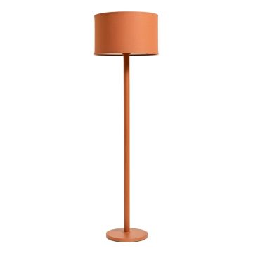 Flint Dale Floor Lamp With A Plain Fabric Shade - Terracotta