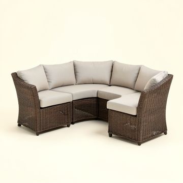 Curved 3 Piece Seating Group With Cushions (synthetic illustration; no displayed measurements)