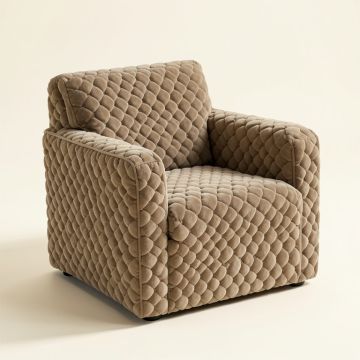 3D Bubble Lattice Box Cushion Armchair Slipcover (synthetic illustration; no displayed measurements)