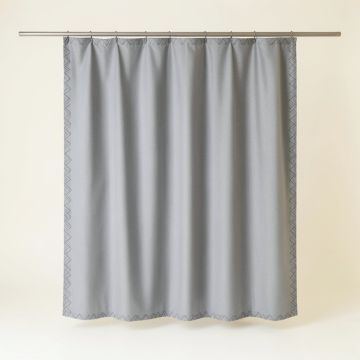 Flint Dell Shower Curtain Hanging Flat From A Plain Rod - Gray (synthetic illustration; no displayed measurements)