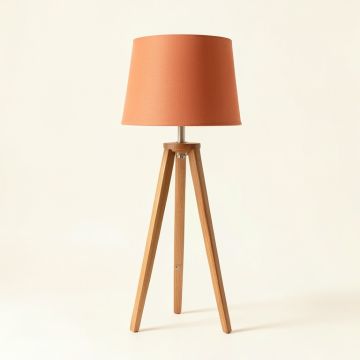 Oak Crest Floor Lamp With A Plain Fabric Shade - Terracotta (synthetic illustration; no displayed measurements)