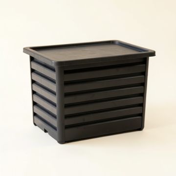 Shore Crest Closed Outdoor Storage Box - Black (synthetic illustration; no displayed measurements)
