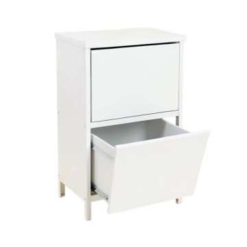 Aspen Branch Freestanding Pull-Out Hamper Cabinet - White