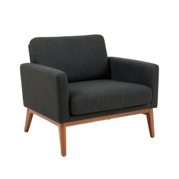 Ergenekon Mid-Century Modern Dark Grey Fabric Upholstered Loveseat