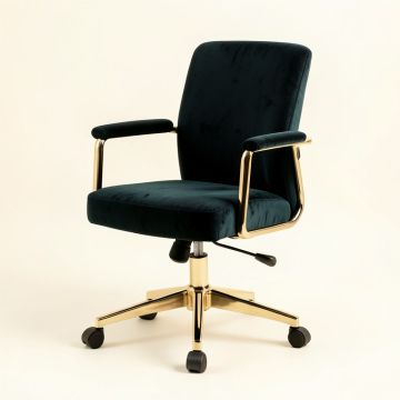 Everly Quinn Ally Velvet Office Chair , Gold Chrome Legs , Gaslift Seat (synthetic illustration; no displayed measurements)