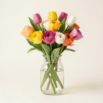 4 Piece Real Touch Tulips Floral Arrangement In Jar Set (synthetic illustration; no displayed measurements)