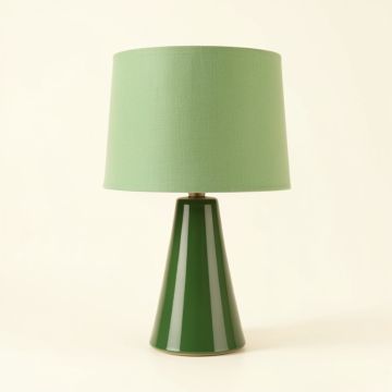 Willow Bridge Table Lamp With A Plain Fabric Shade - Green (synthetic illustration; no displayed measurements)