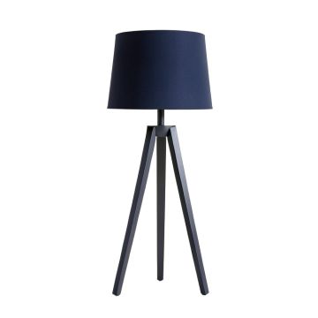 Summit Crest Floor Lamp With A Plain Fabric Shade - Navy