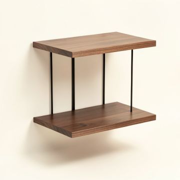 Alyssa Solid Wood Metal Wire Wall Shelf (synthetic illustration; no displayed measurements)