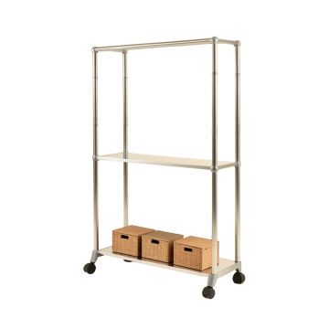Middle Village 68.5 '' 2-Rod Adjustable Garment Rack With Shelf & Storage Boxes