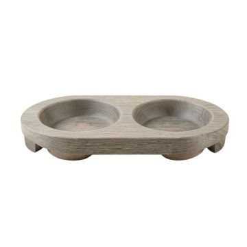 Brook Bend Pet Feeding Stand With Two Plain Empty Bowls - Gray