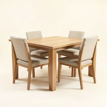 Alythia Butterfly Leaf Rubberwood Solid Wood Dining Set (synthetic illustration; no displayed measurements)