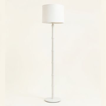 River Arc Floor Lamp With A Plain Fabric Shade - White (synthetic illustration; no displayed measurements)