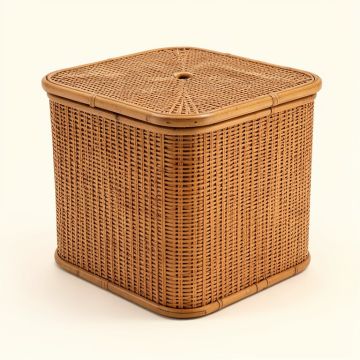 Rect Folding Bamboo Laundry Hamper (synthetic illustration; no displayed measurements)