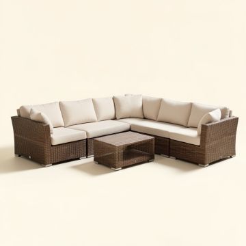 Abbdelrahmane Patio 5 Piece Sectional Seating Group With Cushions (synthetic illustration; no displayed measurements)
