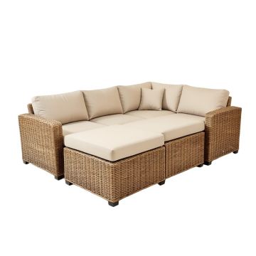Amende 122 '' Wide Wicker Patio Sectional With Cushions (synthetic illustration; no displayed measurements)