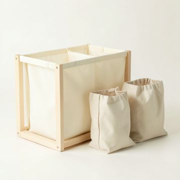 Birch Crest Laundry Sorting Station With Plain Removable Bags - Cream (synthetic illustration; no displayed measurements)