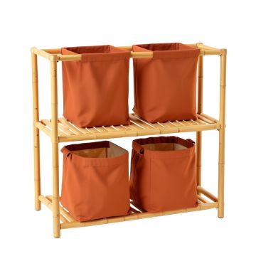 River Bluff Laundry Sorting Station With Plain Removable Bags - Terracotta