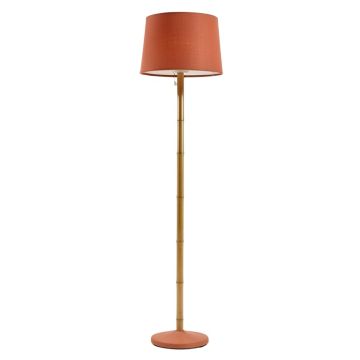 Alder Bluff Floor Lamp With A Plain Fabric Shade - Terracotta