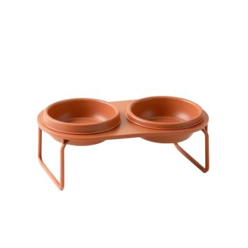 Juniper Falls Pet Feeding Stand With Two Plain Empty Bowls - Terracotta