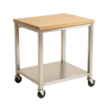 Galien Metal Kitchen Cart With Solid + Manufactured Wood Top