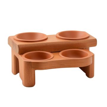 River Crest Pet Feeding Stand With Two Plain Empty Bowls - Terracotta