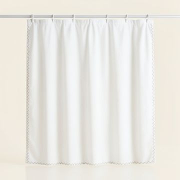 Hill Edge Shower Curtain Hanging Flat From A Plain Rod - White (synthetic illustration; no displayed measurements)