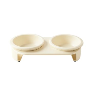 Sage Dell Pet Feeding Stand With Two Plain Empty Bowls - Ivory