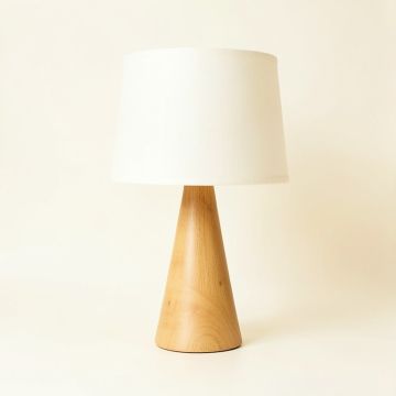 Birch Crest Table Lamp With A Plain Fabric Shade - Ivory (synthetic illustration; no displayed measurements)