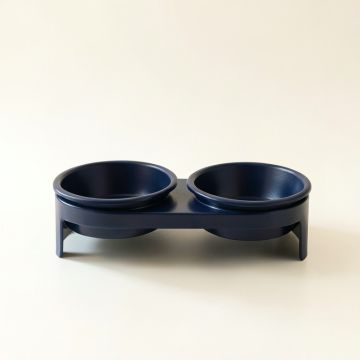 Bay Crossing Pet Feeding Stand With Two Plain Empty Bowls - Navy (synthetic illustration; no displayed measurements)