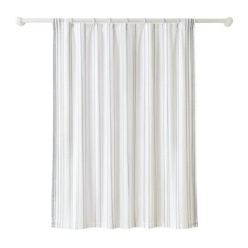 River Brook Shower Curtain Hanging Flat From A Plain Rod - White