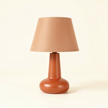 Pine Crossing Table Lamp With A Plain Fabric Shade - Terracotta (synthetic illustration; no displayed measurements)