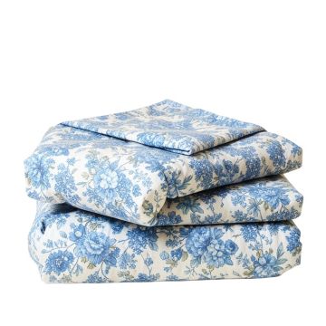 Adrienne Blue Reversible Floral Cotton 7 Piece Comforter Set