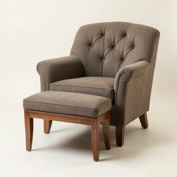 Heywood 33 '' Wide Tufted Polyester Armchair And Ottoman (synthetic illustration; no displayed measurements)