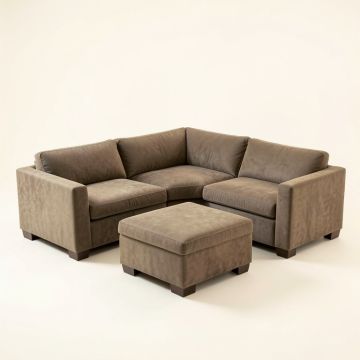Lovica 132 '' Wide Microfiber/Microsuede Left Hand Facing Modular Corner Sectional With Ottoman (synthetic illustration; no displayed measurements)
