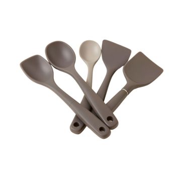 Ayesha Collection Kitchen Cooking Utensil Spoonula , Jar Spatula , And Spurtle Set , 5-Piece (synthetic illustration; no displayed measurements)