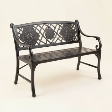 Sunflower Iron Garden Bench (synthetic illustration; no displayed measurements)