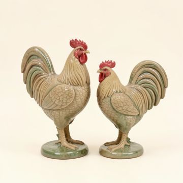 Mansford Proud Rooster 2 Piece Statue Set (synthetic illustration; no displayed measurements)