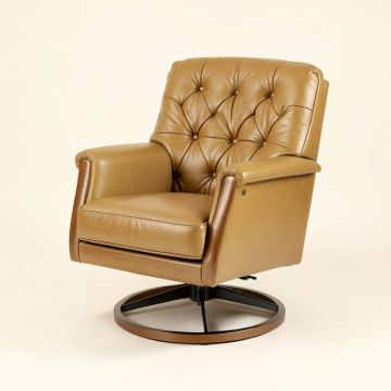 Goldbug 32 '' Wide Tufted Top Grain Leather Swivel Lounge Chair (synthetic illustration; no displayed measurements)