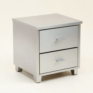 Gudruna 2 - Drawer Solid Wood Nightstand In Silver (synthetic illustration; no displayed measurements)