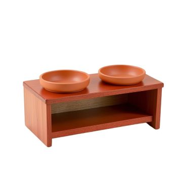 Holly Bluff Pet Feeding Stand With Two Plain Empty Bowls - Terracotta