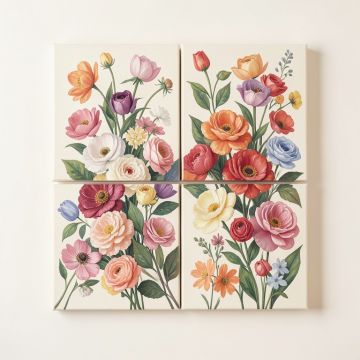 Painted Petals Iv-B By Tristan Scott - 4 Piece Wrapped Canvas Print Set (synthetic illustration; no displayed measurements)