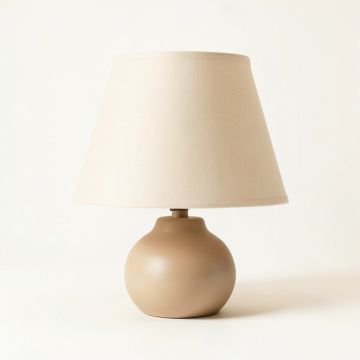 Wren Branch Table Lamp With A Plain Fabric Shade - Beige (synthetic illustration; no displayed measurements)