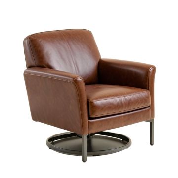 Nelly 24.8 '' Wide Genuine Leather Swivel Armchair