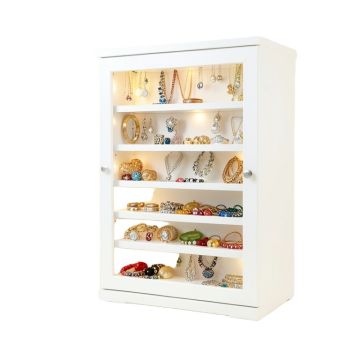 Mind Reader Hanging Jewelry Organizing Cabinet Mirror With 14 Led Lights