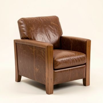 31 '' Wide Top Grain Leather Armchair (synthetic illustration; no displayed measurements)