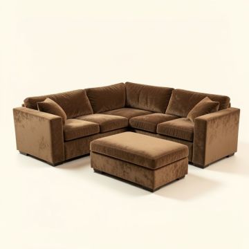 Deiontay 134 '' Wide Chenille Reversible Modular Corner Sectional With Ottoman (synthetic illustration; no displayed measurements)