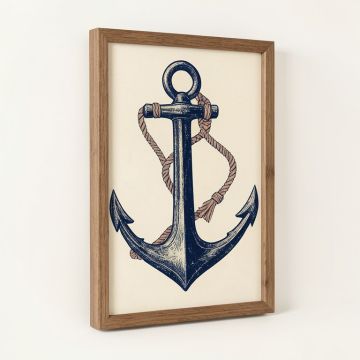 Nautical And Coastal Blue Rustic Anchor Nautical Watercrafts - Graphic Art Print (synthetic illustration; no displayed measurements)