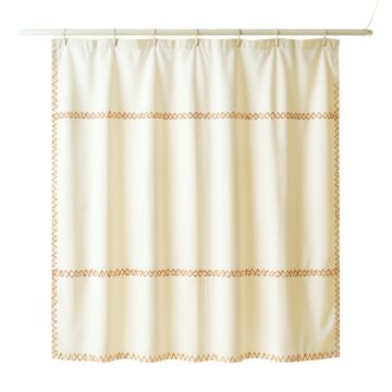 Olive Dell Shower Curtain Hanging Flat From A Plain Rod - Ivory